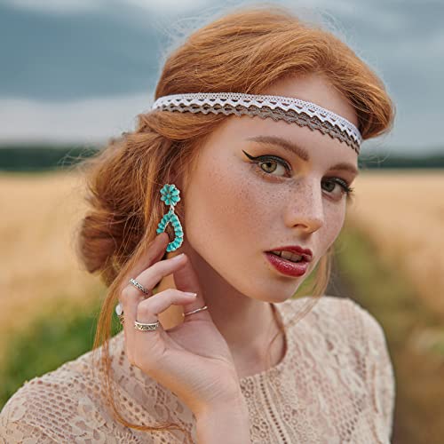 Bohemian Turquoise Teardrop Earrings - 4 Pairs