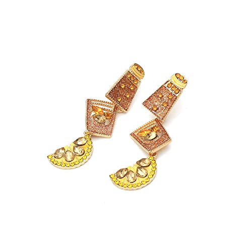 Yellow Tequila Shot Rhinestone Crystal Dangle Earrings