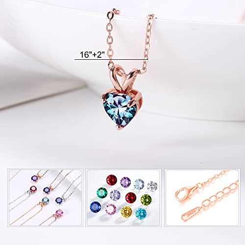 June Birthstone Solitaire Heart Cut Alexandrite Necklace