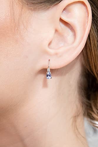 Genuine Tanzanite Teardrop Huggie Earrings for Women