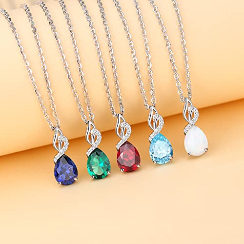 FANCIME Ruby Teardrop Pendant Necklace in 14K Gold