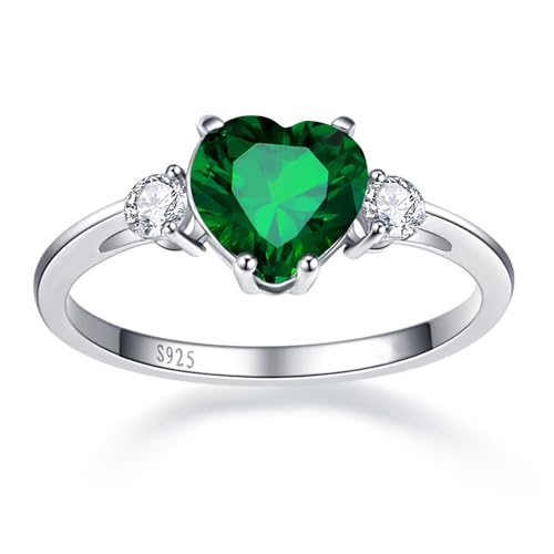 2.25ct Created Emerald Heart Promise Ring Size 6.5