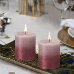 Ash Rose & Red Sunset Metallic Pillar Candles