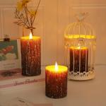 Pine Bark Effect Flameless LED Candle Set