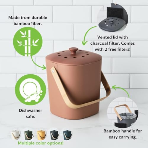 Bamboo Kitchen Compost Bin - Eco-Friendly Design