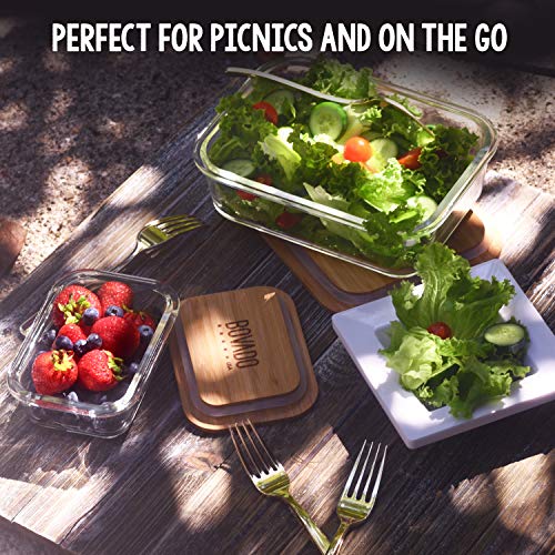 4 Eco-Friendly Glass Food Storage Containers with Bamboo Lids