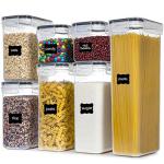 PANTRYSTAR Airtight Food Storage Containers with Lids, 7 PCS BPA Free Kitchen Canisters for Spaghetti, Pasta, Dry Food, Flour and Sugar, Plastic Canisters for Pantry Organization and Storage