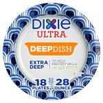 Dixie Ultra, Deep Dish Paper Plates, 28 Oz, 18 Count, Heavy Duty, Microwave-Safe, Soak-Proof, Cut Resistant, Disposable Plates For Heavy, Messy Meals