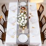 DaYammi 30 Guests Gold Plastic Plates with Disposable Silverware,Gold Cutlery with White Handle,White Disposable Dinnerware:60 Dinner/Dessert Plates,90 Plastic Silverware Set,Gold Plate for Party