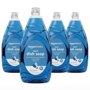 Amazon Basics Dishwashing Liquid Soap, Fresh Scent, Grease-Cutting Formula, Phosphate Free, Sparkling Clean Dishes, 30 fl oz, Pack of 4