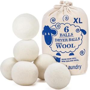 Handy Laundry Wool Dryer Balls - Natural Fabric Softener, Reusable, Reduces Clothing Wrinkles and Saves Drying Time, Better Alternative to Plastic Balls and Liquid Softener (Pack of 6)