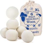 Handy Laundry Wool Dryer Balls - Natural Fabric Softener, Reusable, Reduces Clothing Wrinkles and Saves Drying Time, Better Alternative to Plastic Balls and Liquid Softener (Pack of 6)