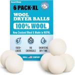 Smart Sheep Wool Dryer Balls - 6-Pack - XL Premium Natural Fabric Softener Award-Winning - Wool Balls Replaces Dryer Sheets - Wool Balls for Dryer - Laundry Balls for Dryer