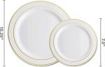 125 Piece Gold Dinnerware Party Set - 50 Gold Rim Plastic Plates, 25 Dinner 25 Dessert Plates, 25 Knives, 25 Forks, 25 Spoons - 25 Guest Disposable Set for Wedding Birthday Parties