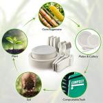 250 Piece Biodegradable Paper Plates Set (EXTRA LONG UTENSILS), Disposable Dinnerware Set, Eco Friendly Compostable Plates & Utensil include Plates, Forks, Knives and Spoons for Party