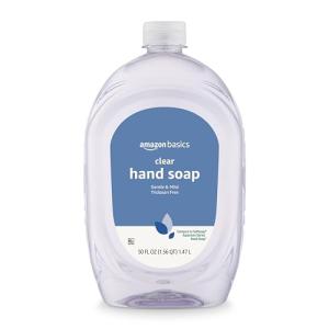 Amazon Basics Gentle & Mild Clear Liquid Hand Soap Refill, Triclosan-Free, Dermatologist-Tested, pH Balanced, Cruelty-Free, 50 Fluid Ounces, 1-Pack (Previously Solimo)