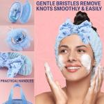 Disney Stitch Shower Accessories Set and Clear Toiletry Bag with Shower Cap Headband Bath Sponge for Bath Spa, Gifts for Girls, Teens, Women (Blue Stitch)