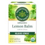 Traditional Medicinals Organic, Lemon Balm - Supports Stress Relief & Digestive Health - Kosher, Non-GMO, Caffeine-Free, Compostable - 16 Tea Bags