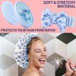 Disney Stitch Shower Accessories Set and Clear Toiletry Bag with Shower Cap Headband Bath Sponge for Bath Spa, Gifts for Girls, Teens, Women (Blue Stitch)