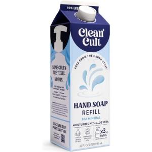 Cleancult Liquid Hand Soap Refill - Sea Minerals - Gentle On Sensitive Skin - Made with Aloe Vera & Essential Oils - Eco Friendly - Paper-Based Packaging - 32 oz/1 Pack