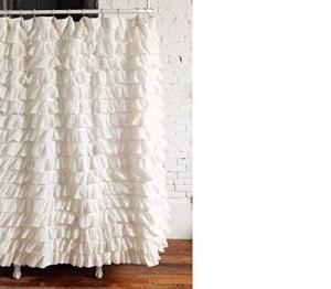 spring Home Waterfall Ruffled Fabric Shower Curtain Size 72 x72 inch (White)
