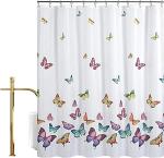 AO BLARE Multicolored Butterflies Shower Curtain Polyester Fabric Bathroom Shower Curtain Set with Hooks, 72 X 72 Inch