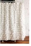 spring Home Waterfall Ruffled Fabric Shower Curtain Size 72 x72 inch (White)