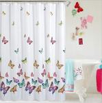 AO BLARE Multicolored Butterflies Shower Curtain Polyester Fabric Bathroom Shower Curtain Set with Hooks, 72 X 72 Inch
