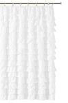 spring Home Waterfall Ruffled Fabric Shower Curtain Size 72 x72 inch (White)