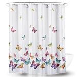 AO BLARE Multicolored Butterflies Shower Curtain Polyester Fabric Bathroom Shower Curtain Set with Hooks, 72 X 72 Inch