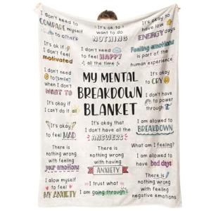 Craftique My Mental Breakdown Blanket, Anxiety Relief Items, Emotional Healing Support Blanket, Mental Health Awareness/Gifts for Women Men, Therapy/Counseling Office Must Haves/Decoration, Therapist
