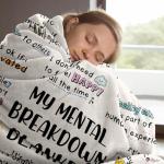 Craftique My Mental Breakdown Blanket, Anxiety Relief Items, Emotional Healing Support Blanket, Mental Health Awareness/Gifts for Women Men, Therapy/Counseling Office Must Haves/Decoration, Therapist