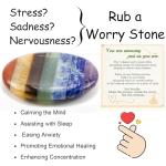 NUKAYAI Worry Stone Crystals and Healing Stones Anxiety Fidgets Natural Meditation Accessories 7 Chakra Thumb Sensory Mental Health Depression Stress Anxiety Relief Items Mother's Day Gifts for Women