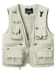 Gihuo Men's Lightweight Casual Vest Outdoor Work Fishing Zipper Travel Vest (US, Alpha, Large, Regular, Regular, Beige)