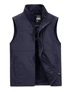 Gihuo Men's Fishing Vest Utility Vest Casual Outdoor Quick Dry Safari Travel Golf Vest Work Vest (Navy-XXL)