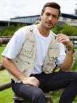 Gihuo Men's Lightweight Casual Vest Outdoor Work Fishing Zipper Travel Vest (US, Alpha, Large, Regular, Regular, Beige)