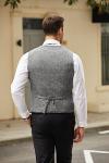 COOFANDY Men's Slim Fit Tweed Suit Vest Formal Business Herringbone Waistcoat Grey Medium