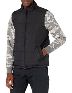 Amazon Essentials Men's Midweight Fleece-Lined Insulated Puffer Vest, Black, Large