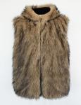 Gihuo Mens Faux Fur Vest Hooed Fur Gilet Sleevless Jacket Winter Warm Hooded Outerwear(Brown-XL)