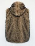 Gihuo Mens Faux Fur Vest Hooed Fur Gilet Sleevless Jacket Winter Warm Hooded Outerwear(Brown-XL)