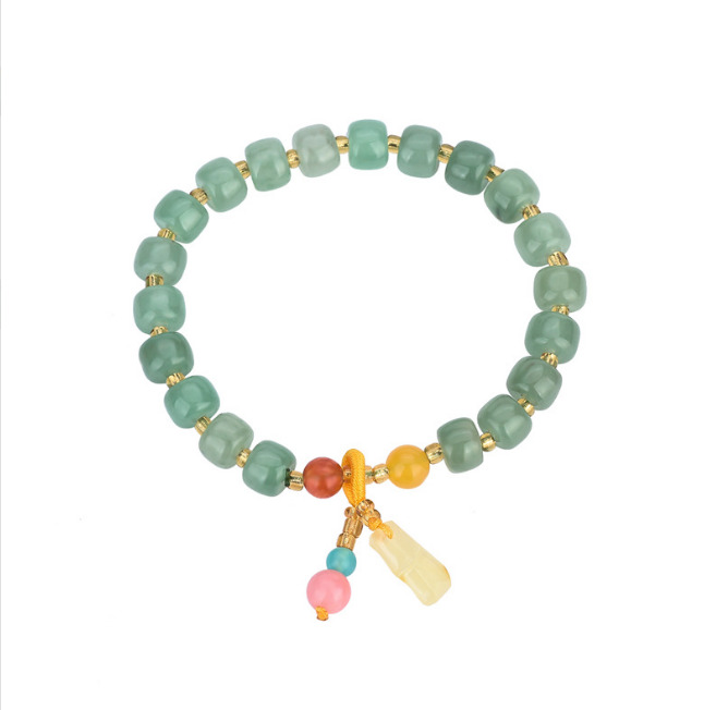 Green Jade Citrine Bead Charm Bracelet