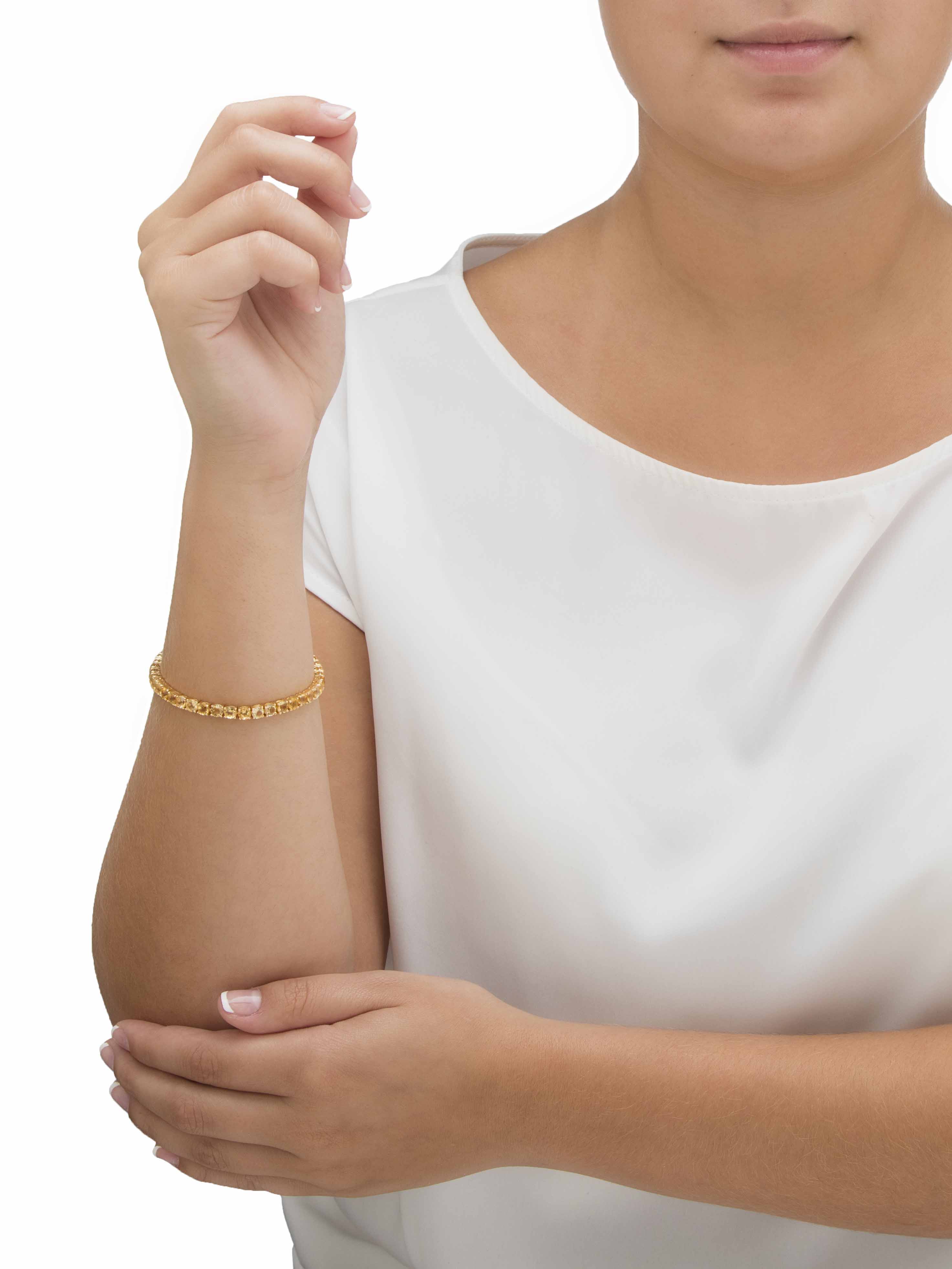 Red Garnet & Yellow Citrine Tennis Bracelet in Gold