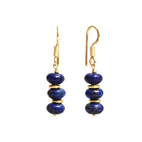 Gold Plated Lapis Lazuli Dangle Earrings for Women