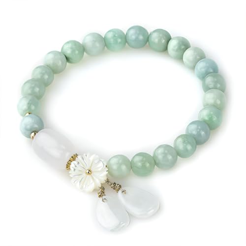 Gradient Green Jade Bead Bracelet for Women