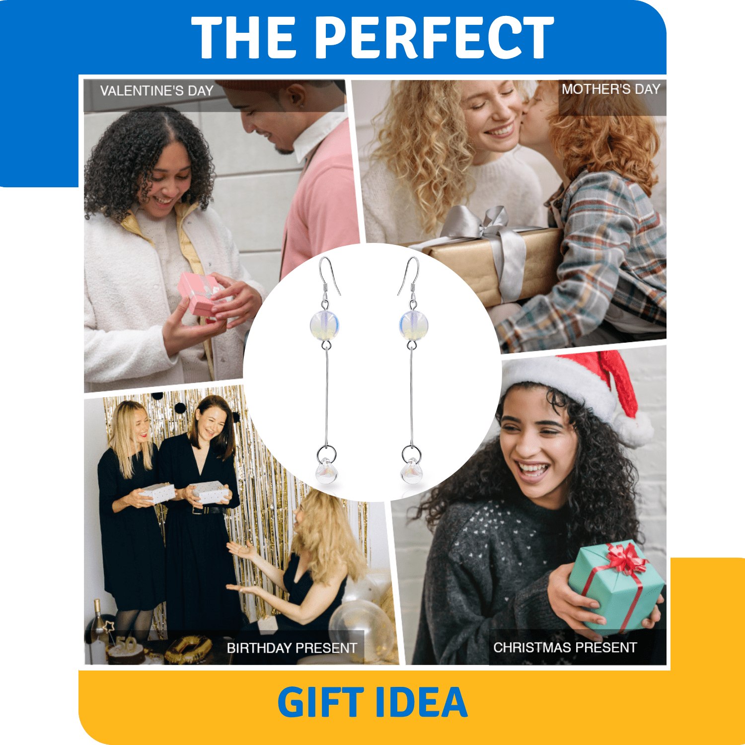 Moonstone Water Glass Drop Earrings in Sterling Silver