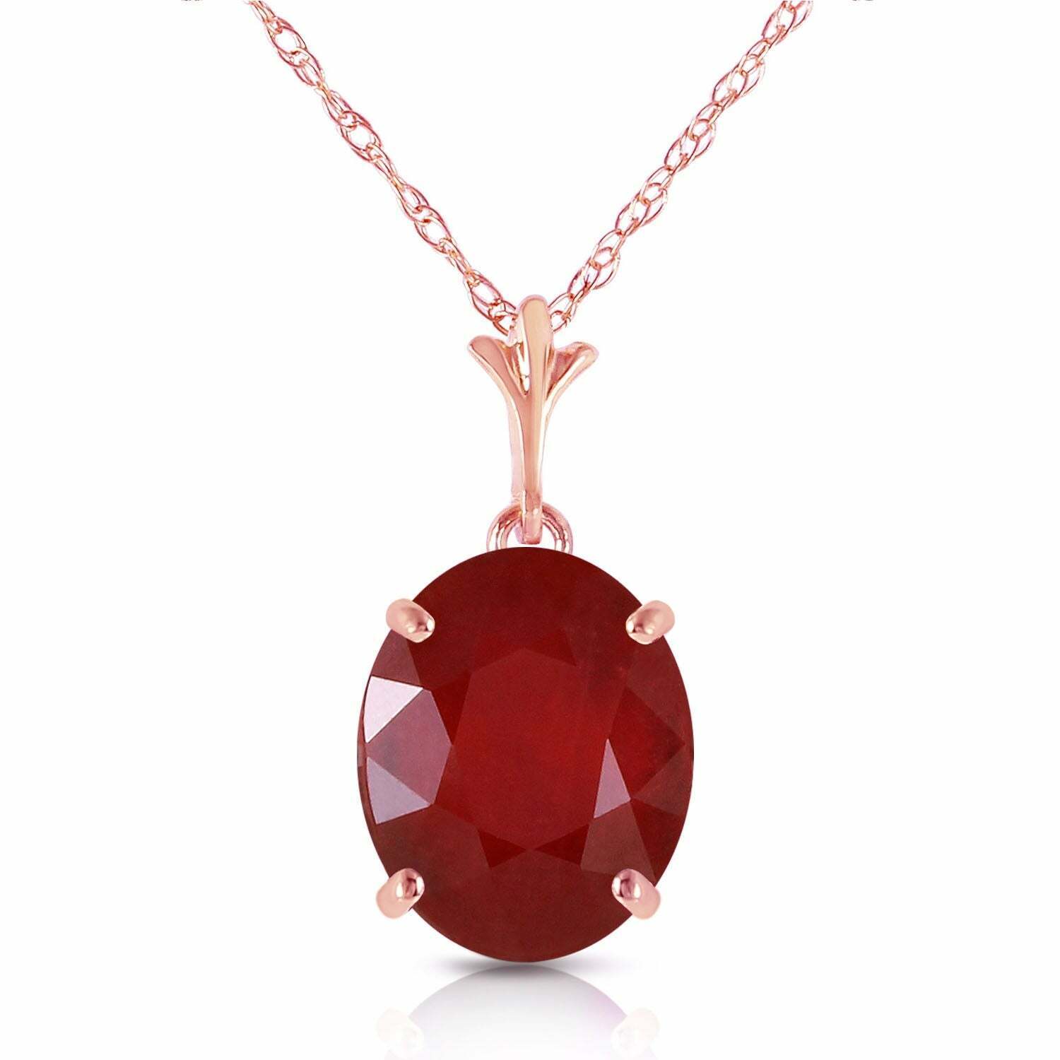 14K Rose Gold Ruby Gemstone Necklace 3.5 Carats