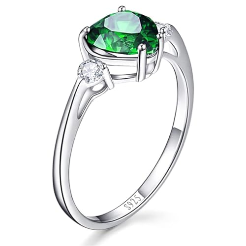 Created Emerald Heart Ring in Sterling Silver