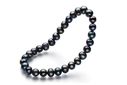 Elegant Black Freshwater Pearl Bracelet - 7 Inches