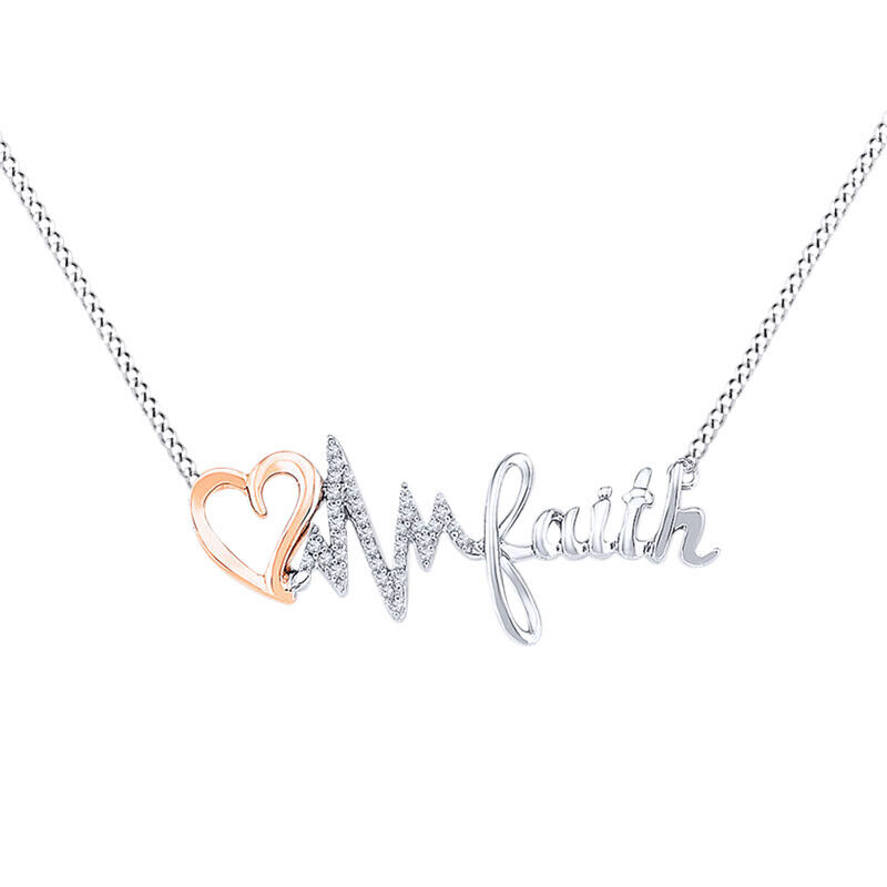 Diamond Faith Necklace in Sterling Silver and Gold
