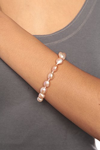 Pink Baroque Freshwater Pearl Bracelet in Silver